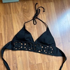 Black crochet bikini halter top